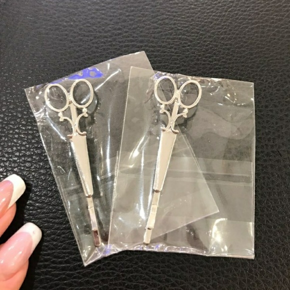 2 Silver Scissor Hair Pins - Picture 3 of 7